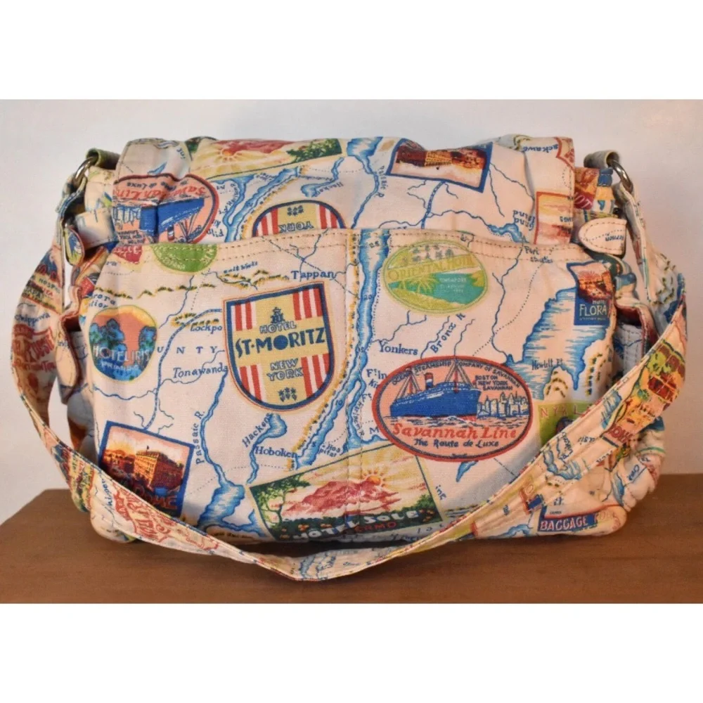 Vintage FOSSIL St Moritz Multi Color Traveler Map Print California